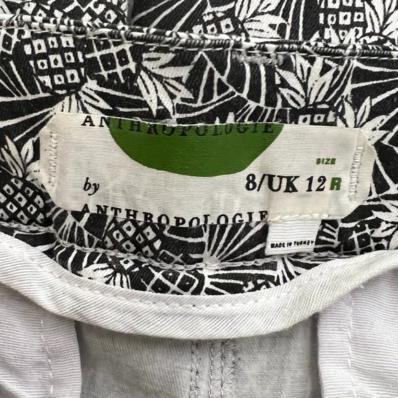 ANTHROPOLOGIE Black White Pineapple Print Bowery Ankle Crop Pants Size 8 - Picture 5 of 6